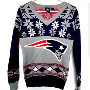 NFL Sweaters Nwot New England Patriots Ugly Christmas Sweater Color: Blue/Silver
